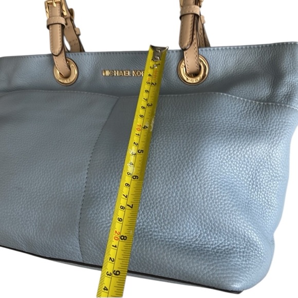 Michael KORS Pebble Leather LIGHT BLUE Gold Hardware TOTE SHOULDER PURSE BAG - Picture 3 of 6